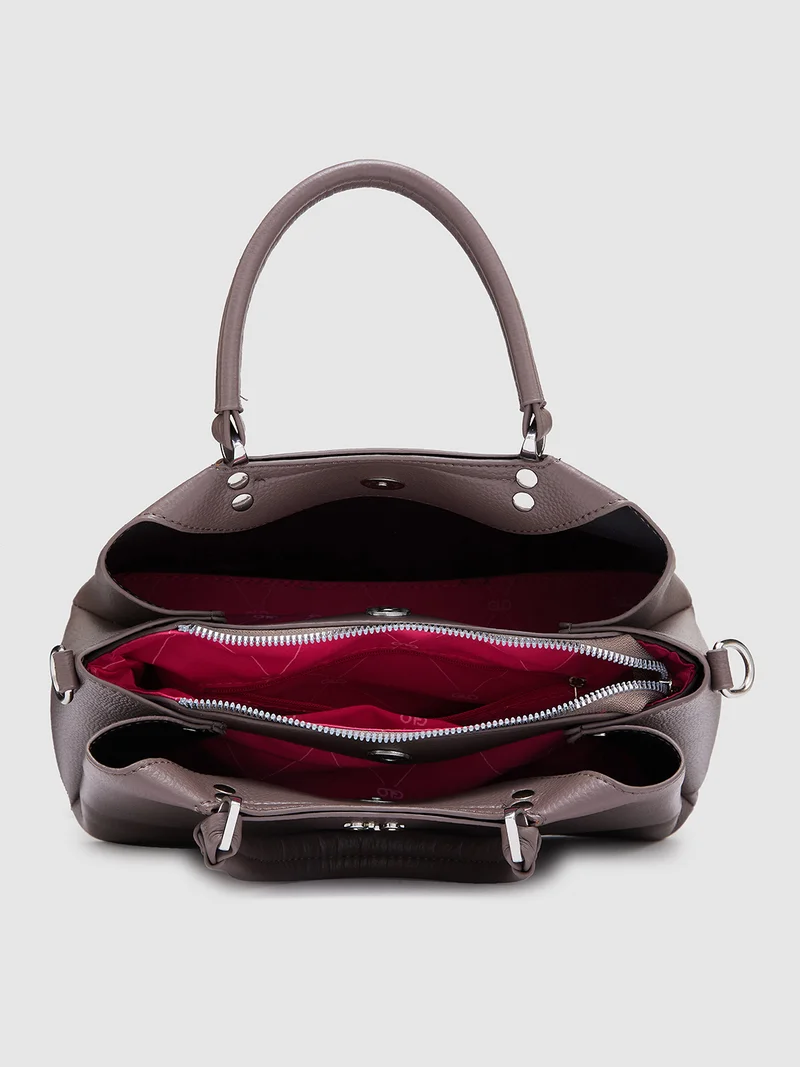 globus  Globus Women Dark Grey Textured Casual Handheld Bag  | Best Price UAE